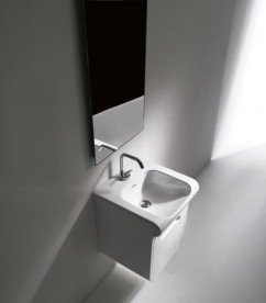 Тумба под раковину на 40 см подвесная Kerasan Inka ДСП белый глянец 911001