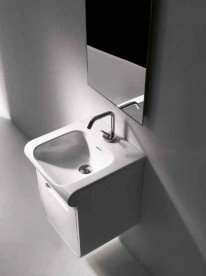 Тумба под раковину на 40 см подвесная Kerasan Inka ДСП белый глянец 911001