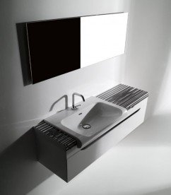 Тумба под раковину на 60 см подвесная Kerasan Inka ДСП белый глянец 911101