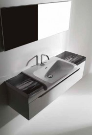 Тумба под раковину на 60 см подвесная Kerasan Inka ДСП белый глянец 911102