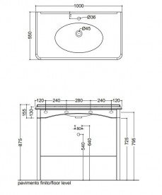 Тумба под раковину напольная Kerasan Retro 100х55 см орех 920140