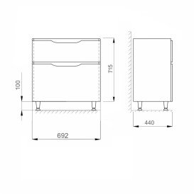 Тумба под раковину напольная Sanwerk Liga 69,2х44 см МДФ белый/дерево мессина TV0000208
