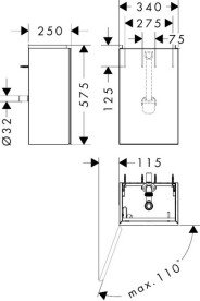 Тумба під раковину підвісна Hansgrohe Xevolos E 34х25 см петлі зліва матовий білий/візерункова бронза 54166390