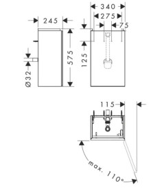 Тумба під раковину підвісна Hansgrohe Xevolos E 34х25 см петлі праворуч матовий білий/темний дуб 54169730