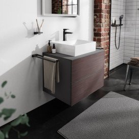 Тумба під раковину підвісна Hansgrohe Xevolos E 78х55,5 см сланцево-сірий матовий/темний дуб 54189730