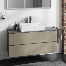 Тумба под раковину подвесная Hansgrohe Xevolos E 118х55,5 см сланцево-серый матовый/узорчатая бронза 54195390