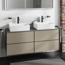 Тумба под раковину подвесная Hansgrohe Xevolos E 137х55,5 см сланцево-серый матовый/узорчатая бронза 54198390