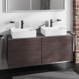 Тумба під раковину навісна Hansgrohe Xevolos E 137х55,5 см сланцево-сірий матовий/темний дуб 54198730