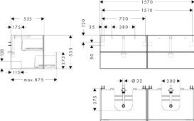Тумба під раковину підвісна Hansgrohe Xevolos E 157х55,5 см матовий білий/візерункова бронза 54199390