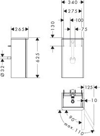 Тумба під раковину Hansgrohe Xelu Q 34х26,5 см петлі праворуч МДФ глянсовий білий ручка хром 54015000
