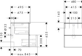 Тумба під раковину підвісна Hansgrohe Xelu Q 48х47,5 см МДФ натуральний дуб ручка хром 54021000