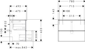 Тумба під раковину підвісна Hansgrohe Xelu Q 78х47,5 см МДФ натуральний дуб матовий білий 54029700