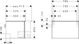 Тумба под раковину подвесная Hansgrohe Xelu Q 78х55 см МДФ глянцевый белый ручка матовый белый 54054700
