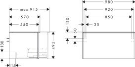 Тумба под раковину подвесная Hansgrohe Xelu Q 98х55 см МДФ темный орех ручка матовый черный 54061670