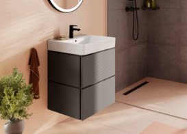 Тумба під раковину підвісна Hansgrohe Xilesa E 58х47 см МДФ сланцево-сірий матовий 54254760