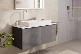 Тумба під раковину підвісна Hansgrohe Xilesa E 118х47 см МДФ сланцево-сірий матовий 54263760