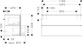 Тумба під раковину підвісна Hansgrohe Xilesa E 118х47 см МДФ сланцево-сірий матовий 54264760