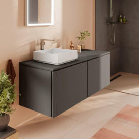 Тумба под раковину подвесная Hansgrohe Xilesa E 137,5х55 см МДФ сланцево-серый матовый 54268760
