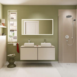 Тумба під раковину підвісна Hansgrohe Xilesa E 137,5х55 см МДФ пісочно-бежевий матовий 54268780