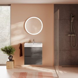 Тумба под раковину подвесная Hansgrohe Xilesa E 63х47 см МДФ сланцево-серый матовый 54294760