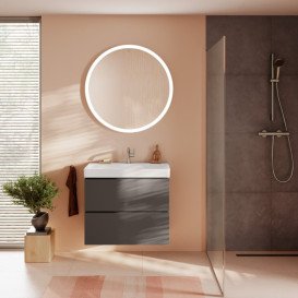 Тумба под раковину подвесная Hansgrohe Xilesa E 78х47 см МДФ сланцево-серый матовый 54296760