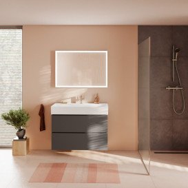 Тумба под раковину подвесная Hansgrohe Xilesa E 98х47 см МДФ сланцево-серый матовый 54297760