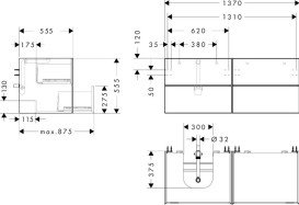 Тумба под раковину подвесная Hansgrohe Xevolos E 137х55,5 см сланцево-серый матовый/узорчатая бронза 54238390
