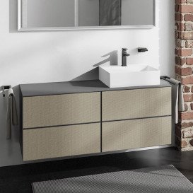 Тумба под раковину подвесная Hansgrohe Xevolos E 137х55,5 см сланцево-серый матовый/узорчатая бронза 54241390