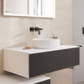 Тумба під раковину підвісна Hansgrohe Xevolos E 98х55,5 см матовий білий/текстиль темно-сірий 54313660