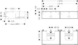 Тумба под раковину подвесная Hansgrohe Xevolos E 137х55,5 см матовый белый/узорчатая бронза 54316390