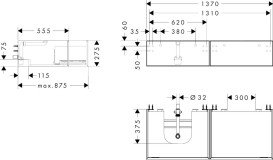Тумба под раковину подвесная Hansgrohe Xevolos E 137х55,5 см матовый белый/узорчатая бронза 54319390
