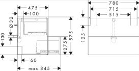 Тумба под раковину подвесная Hansgrohe Xevolos E 78х47,5 см матовый белый/текстиль темно-серый 54178660
