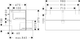Тумба под раковину подвесная Hansgrohe Xevolos E 98х47,5 см песочно-бежевый матовый/текстиль темно-серый 54182660