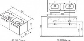 Тумба під раковину підвісна Ravak Chrome SD 1200 ДСП / МДФ капучино / білий глянець X000000964