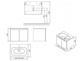 Тумба під раковину підвісна Ravak Classic SDD 700 ДСП / МДФ береза ​​/ білий X000001090