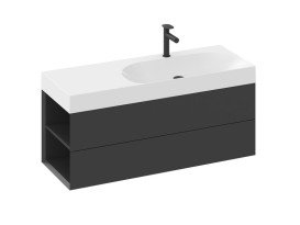 Тумба под раковину подвесная Ravak SD Lite 120 Л МДФ черный матовый X000001880