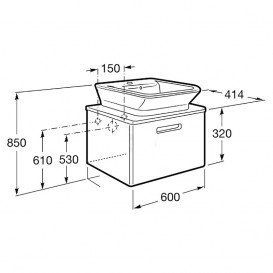 Тумба под раковину подвесная Roca Gap 60х41.4 см с одним ящиком МДФ белый глянец A856965806