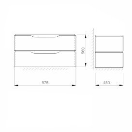 Тумба под раковину подвесная Sanwerk Alessa Air 97,5х45 см МДФ белый TV0000379