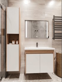 Тумба під раковину Radaway Classic 76 підвісна ДСП/МДФ білий/дуб ватан M05080-02-03