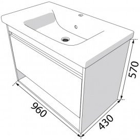 Тумба під раковину Radaway Silvia 96 підвісна ДСП/МДФ білий/дуб ватан матовий M03100-02-03