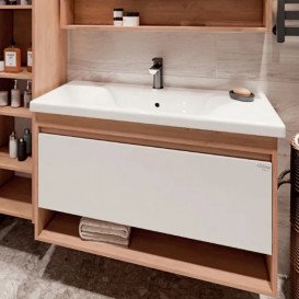 Тумба під раковину Radaway Silvia 96 підвісна ДСП/МДФ білий/дуб ватан матовий M03100-02-03