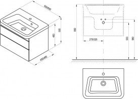 Тумба под раковину Ravak 10° II 550 подвесная ДСП/МДФ белый X000001283