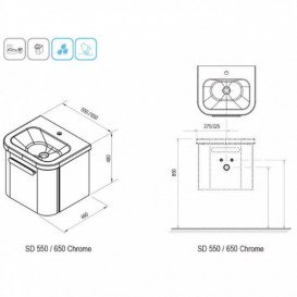 Тумба под раковину Ravak Chrome SD 550 подвесная ДСП/МДФ белый X000000635