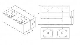 Тумба под раковину Ravak Classic II SD 1300 подвесная МДФ белый/серый X000001483