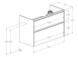 Тумба под раковину Roca Gap Pro 98,5х45,1 см правосторонняя ДСП черный матовый A857903532