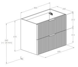 Тумба под раковину Roca Reef 80х45 см МДФ черный матовый A857955532