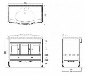 Тумба под раковину Simas Arcade напольная 97х53 см МДФ белый лак ARMD105