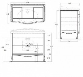 Тумба под раковину Simas Arcade напольная 97х54 см МДФ белый лак ARM4