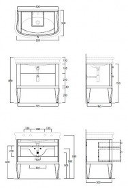 Тумба под раковину Simas Lante напольная 82х50 см дерево белый глянцевый LAM90