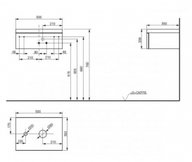 Тумба під раковину TOTO Natural Curve підвісний білий /горіх FU10385U